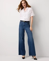 Elbow Sleeve Lace Cotton Shirt