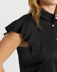 Flutter-Sleeve Satin Shirt