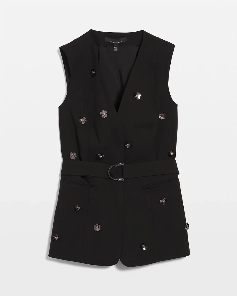 Embellished Crepe Vest