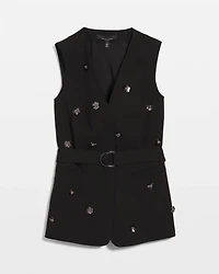 Embellished Crepe Vest