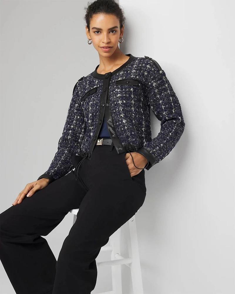 Cropped Tweed Sweater Jacket