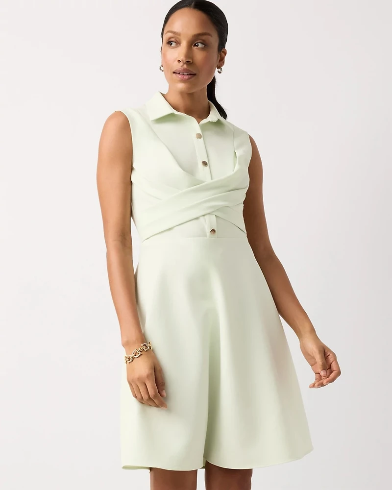 Faux Front Twist Shirt Dress