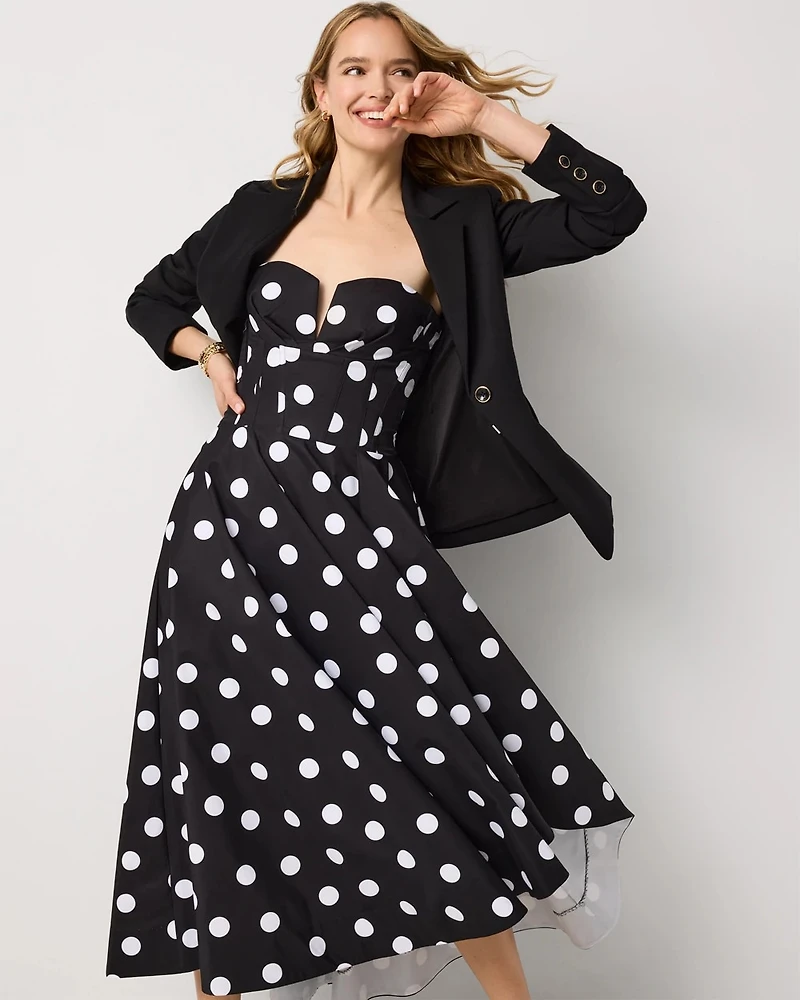 Strapless Fit + Flare Midi Dress