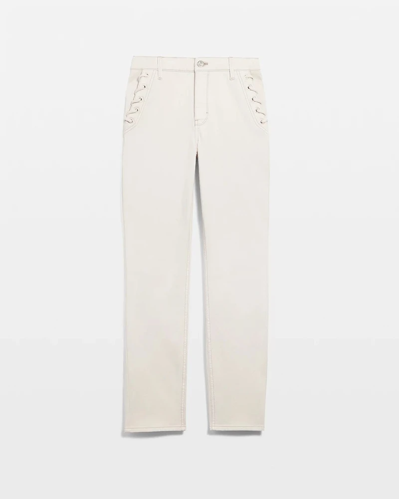 High-Rise Grommet Slim Crop Jeans