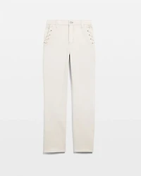 High-Rise Grommet Slim Crop Jeans