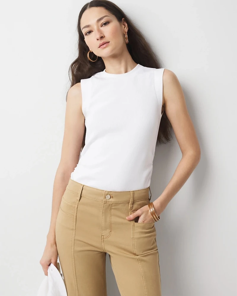 WHBM FORME™ Ribbed Stretch Ruched Side Tank