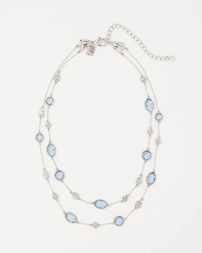 Denim Blue Glass Stone Convertible Necklace
