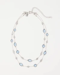 Denim Blue Glass Stone Convertible Necklace