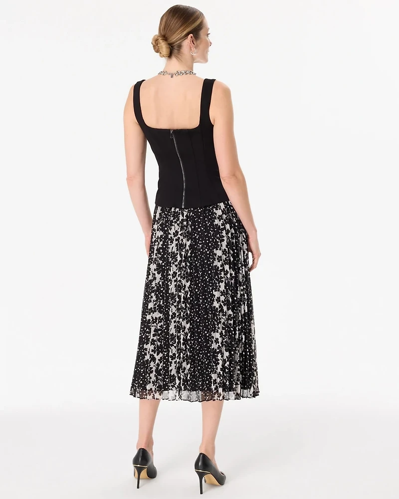 Bustier Pleated Midi Dress