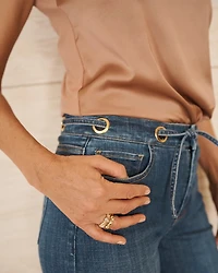 Grommet High Rise Wide Leg Crop Jean