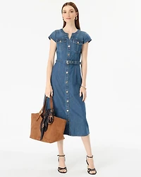 Denim Midi Shirt Dress