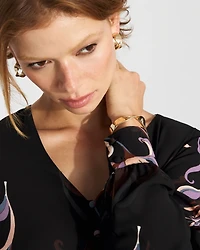 Long-Sleeve Button-Up Blouse