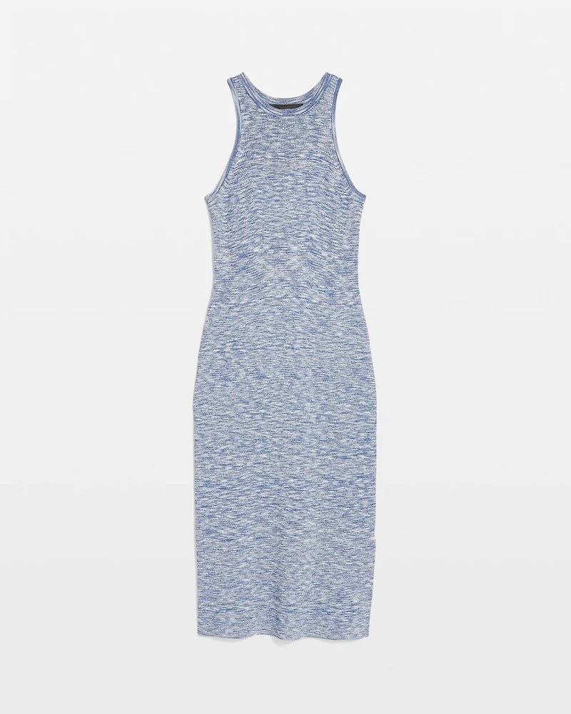 Space-Dye Ribbed Midi Dress with Lurex