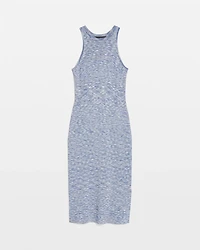 Space-Dye Ribbed Midi Dress with Lurex