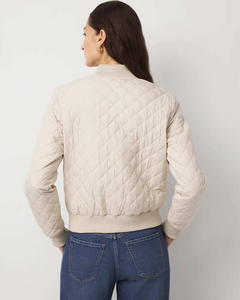 Petite Quilted Bomber Jacket