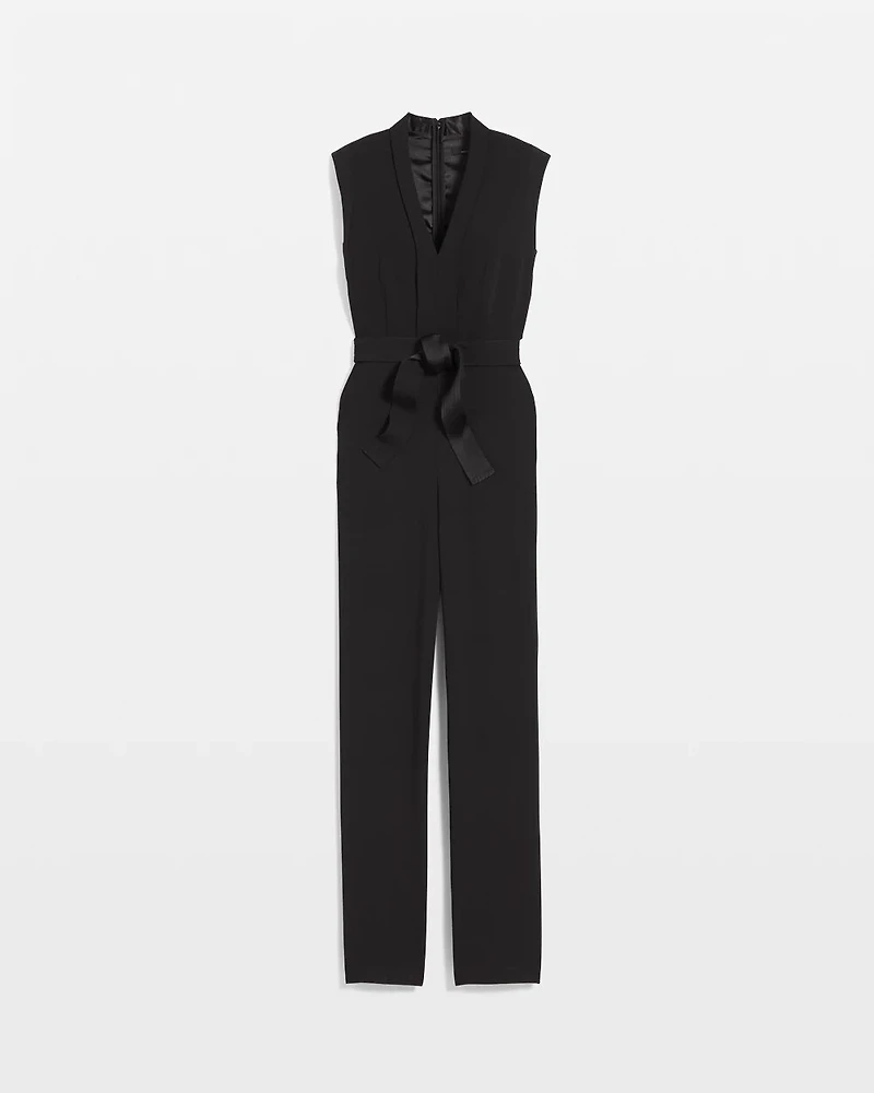 Petite Sleeveless Tie Waist Jumpsuit