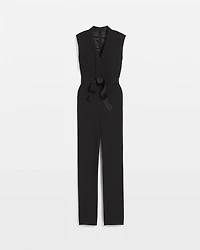 Petite Sleeveless Tie Waist Jumpsuit