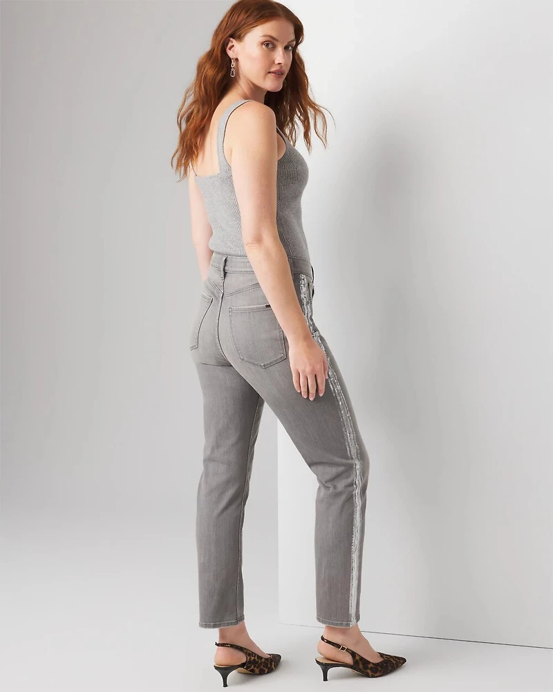 Foil Stripe Straight Jeans