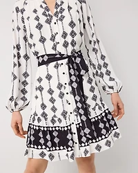 Tie-Waist A-line Shirt Dress