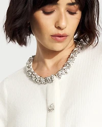 Embellished Button-Front Cardigan