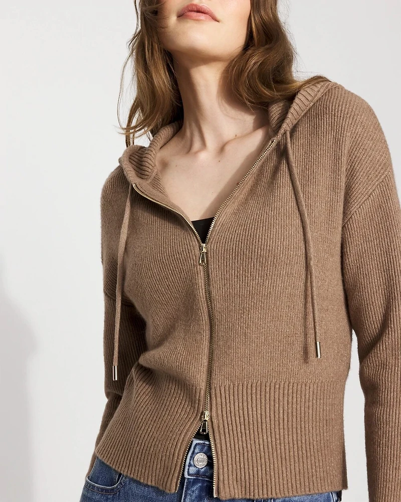 Petite Rib Knit Zip Hoodie