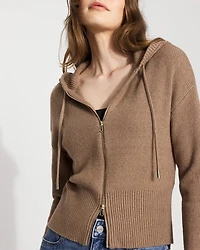Petite Rib Knit Zip Hoodie