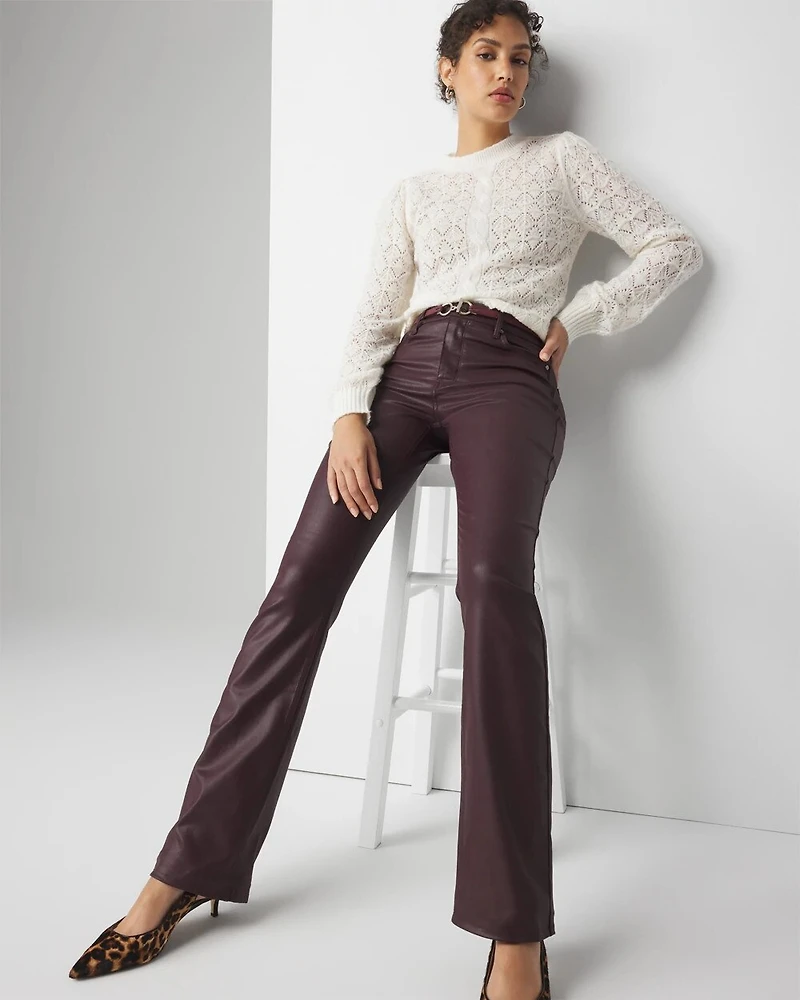 High Rise Coated Bootcut Jeans