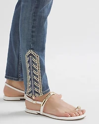 High-Rise Everyday Soft Denim Embellished Hem Skinny Ankle Jeans