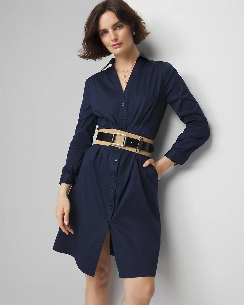 Long Sleeve Poplin Shirt Dress