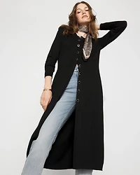 Button-Front Duster Cardigan Sweater