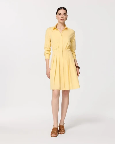 Pleated Poplin Shirt Dress