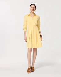 Pleated Poplin Shirt Dress