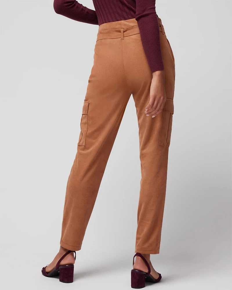 Ultra-Suede Paperbag Tapered Ankle Pant