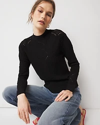 Petite Mock Neck Pointelle Sweater