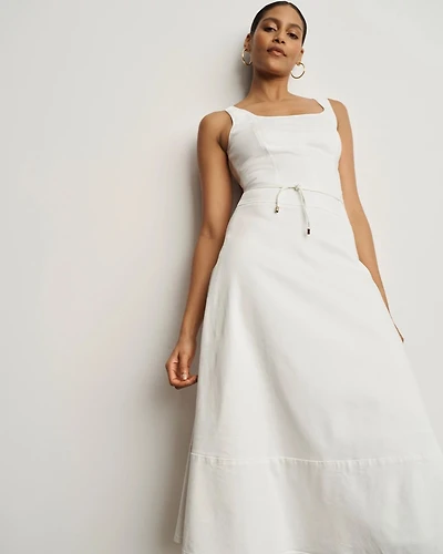 Sleeveless Tie-Waist Denim Dress