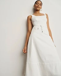 Sleeveless Tie-Waist Denim Dress