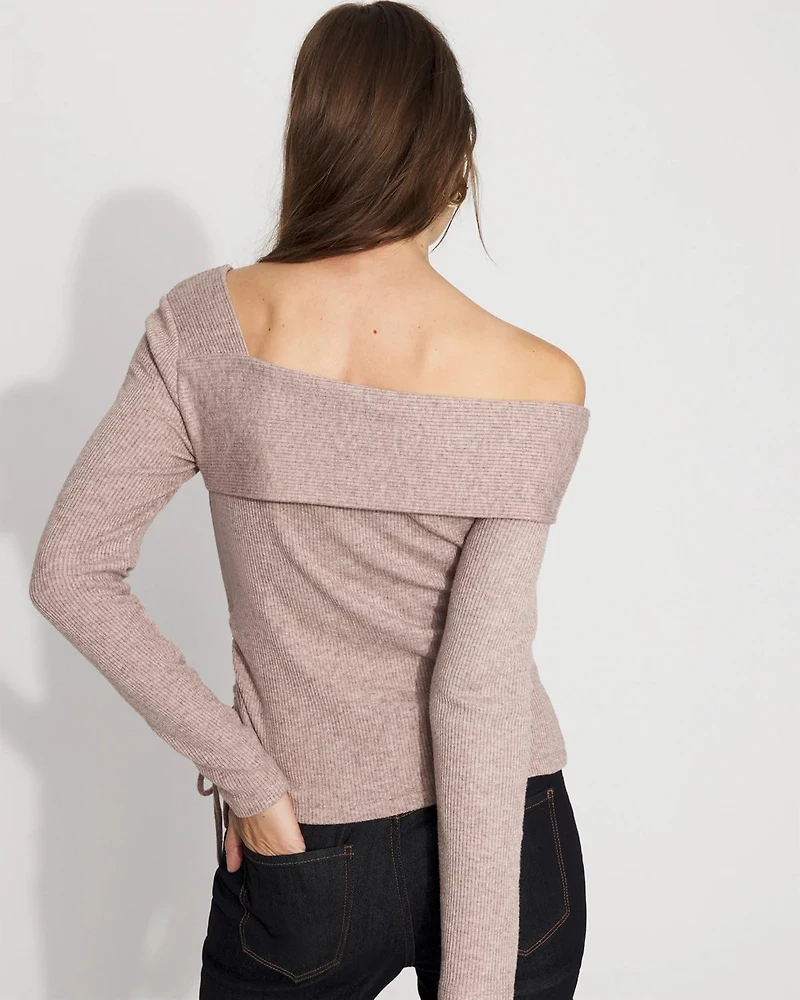 Side Ruched Rib Snit Top