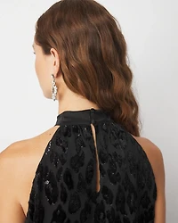 Leopard Print Burnout Velvet Halter Top