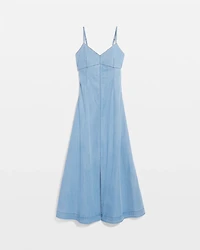 Chain Detail Denim Maxi Dress