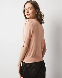 Cashmere-Blend Puff-Sleeve Sweater