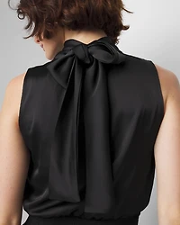 Tie-Neck Pleated Midi Dress