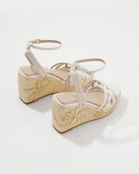 Embroidered Raffia Wedge