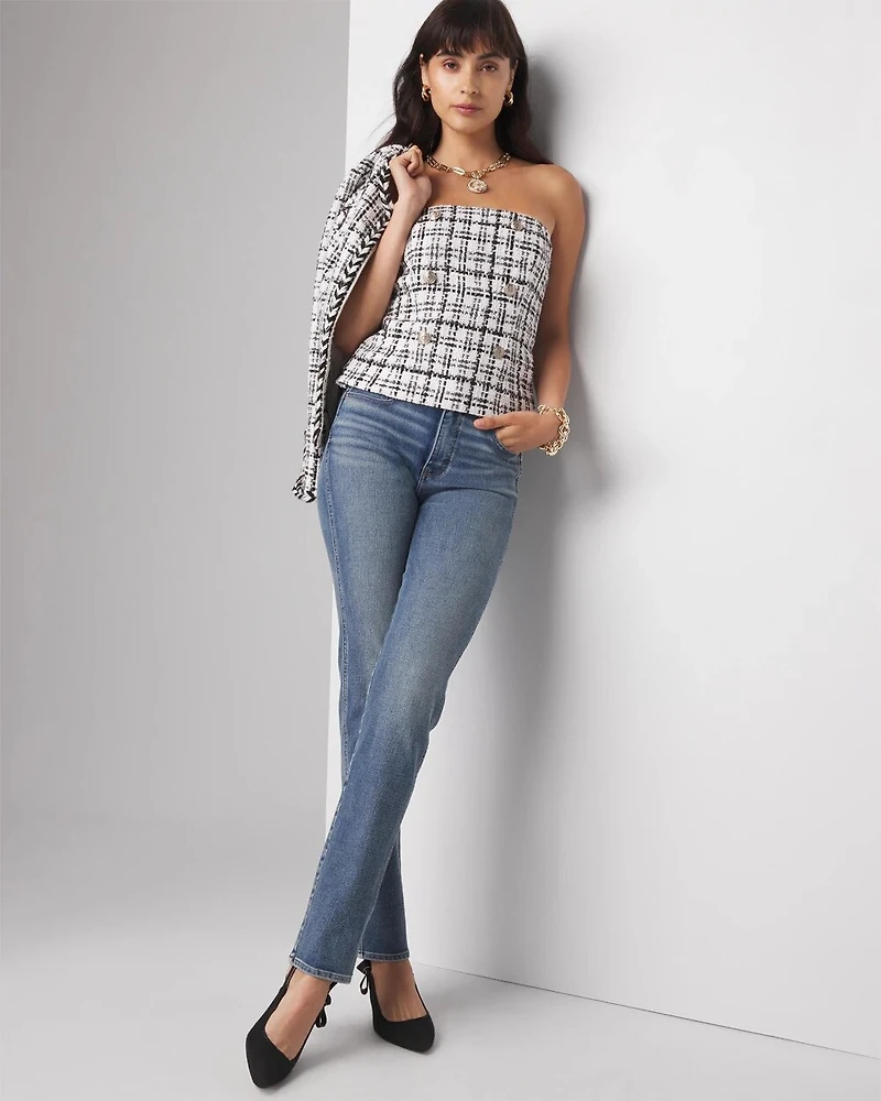 Petite Button Tweed Bustier