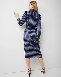 Satin Striped Wrap Dress