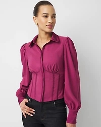 Corset Detail Satin Shirt