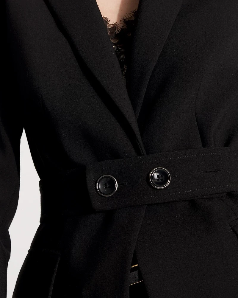 Belted One-Button Blazer