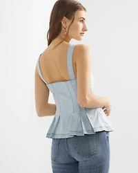 Petite Denim Peplum Top