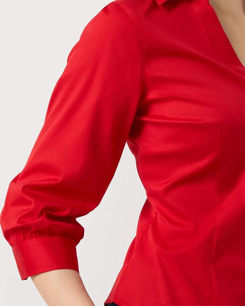Elbow Sleeve Poplin Shirt