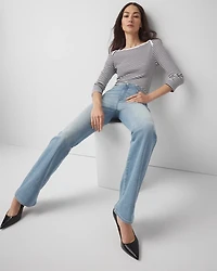 High-Rise Horsebit Skinny Flare Jeans