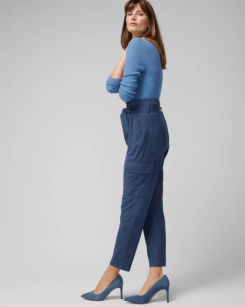 Ultra-Suede Paperbag Tapered Ankle Pant